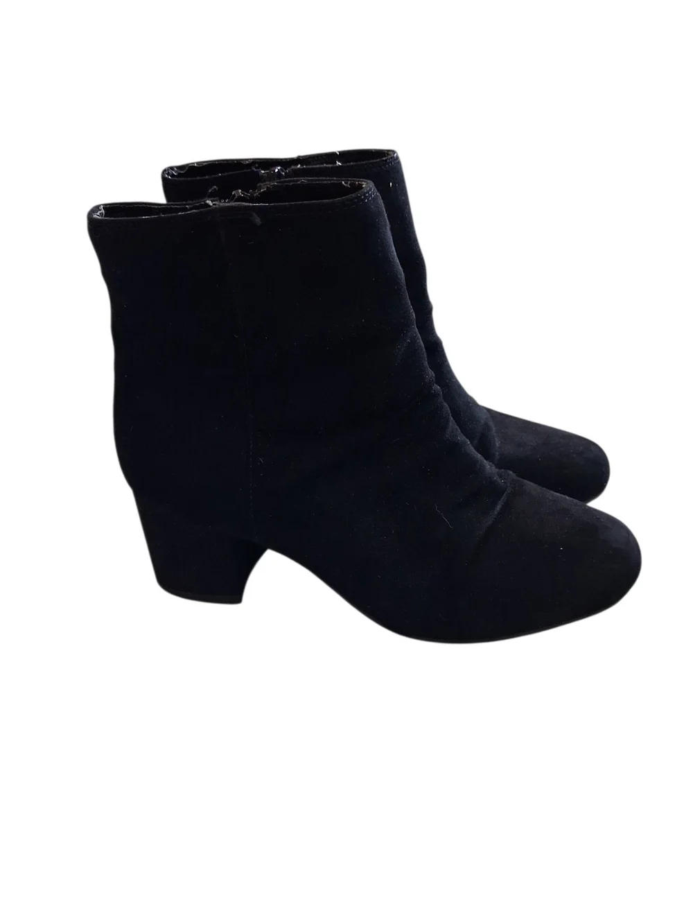 Women's Black Suede Block Heel Ankle Boots
